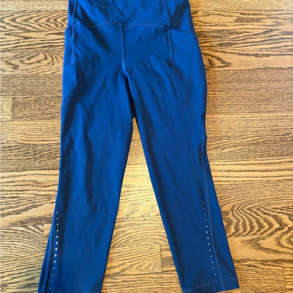 Navy Blue Lululemon Compression Crop Running Leggings